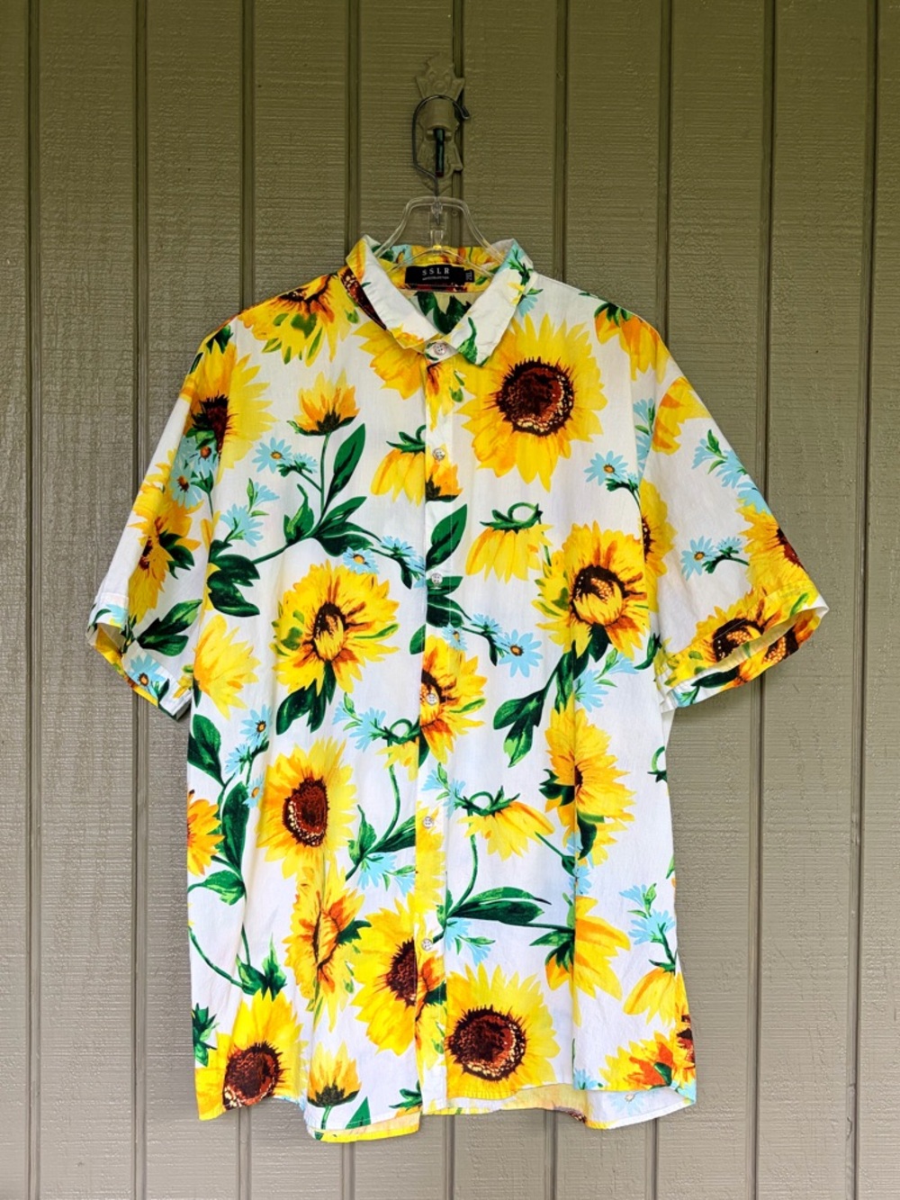 SSLR Men's Sunflower Hawaiian Shirt 2XL EUC Button Down Short Sleeve Tropical